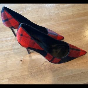 Coach Buffalo Plaid Cowhide Heels